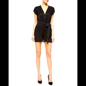 Diane Von Furstenberg beaded black romper
